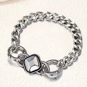 Stainless Steel Station Bracelet Chain Link Statement Cuban
